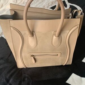 Celine Beige Leather Tote Bag